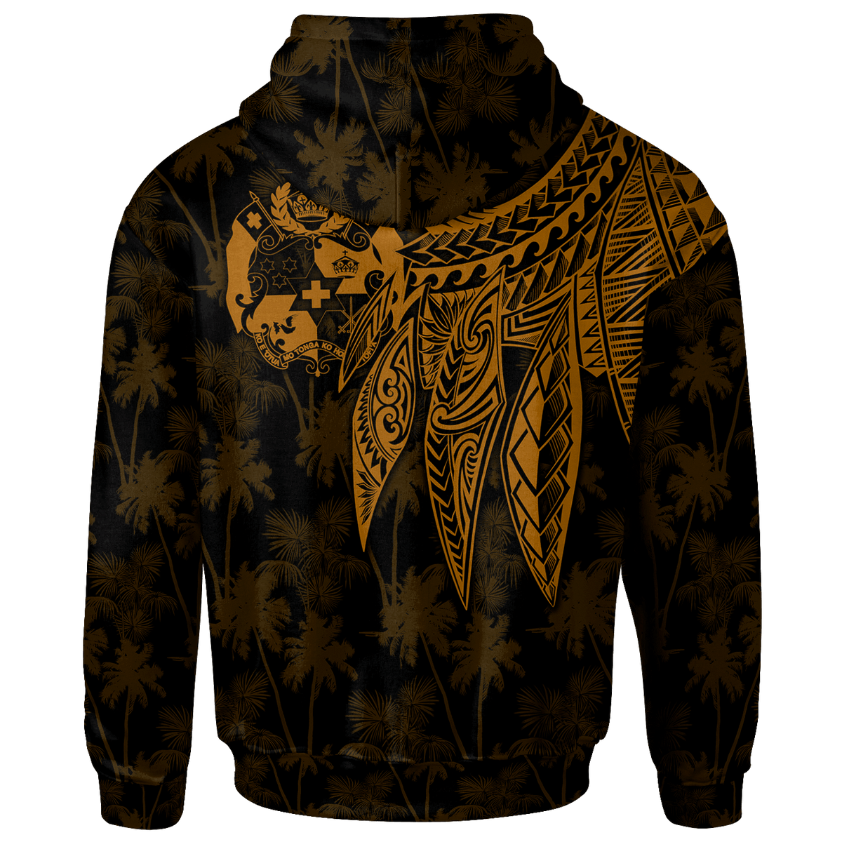 Tonga Custom Zip up Hoodie Polynesian Wings (Golden) - Polynesian Pride