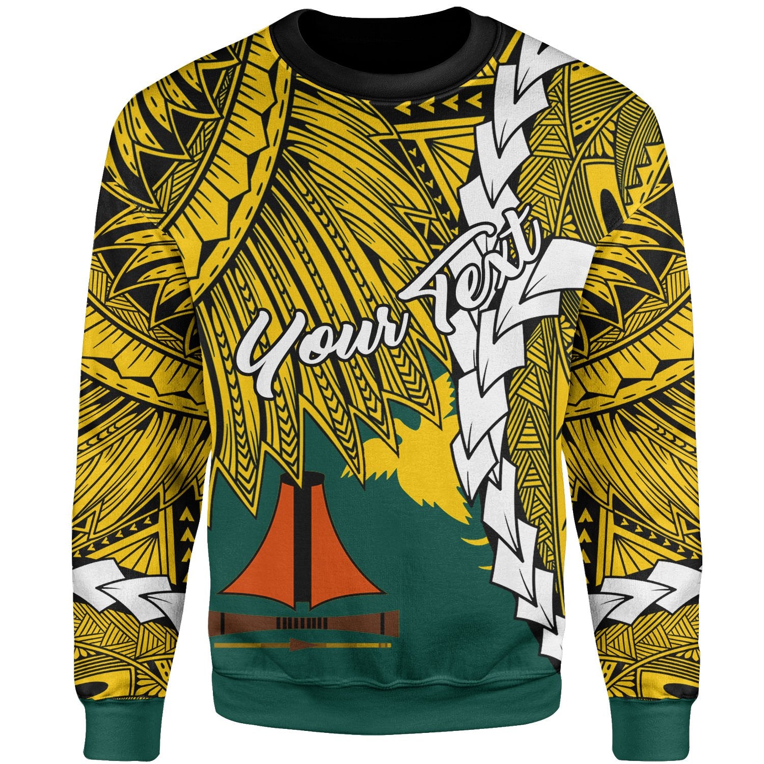 Papua New Guinea Jiwaka Province Polynesian Custom Personalised Sweater - Tribal Wave Tattoo Unisex Yellow - Polynesian Pride