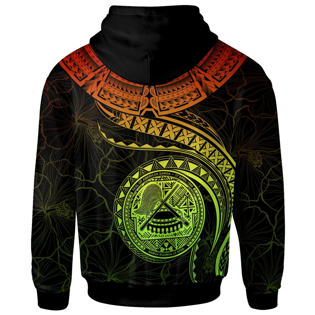 American Samoa Polynesian Zip up Hoodie American Samoan Waves (Reggae) - Polynesian Pride