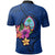 Guam Polynesian Polo Shirt Floral With Seal Blue - Polynesian Pride