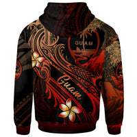 Guam Polynesian Zip up Hoodie Plumeria Flowers and Waves - Polynesian Pride