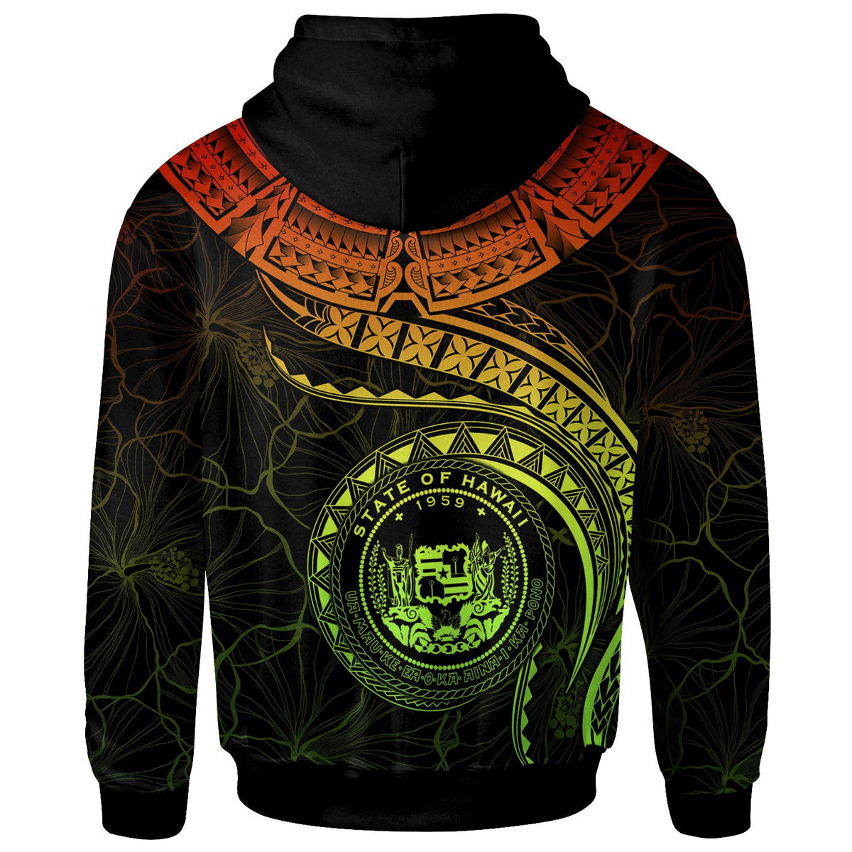 Polynesian Hawaii Custom Hoodie Hawaiian Waves (Reggae) - Polynesian Pride
