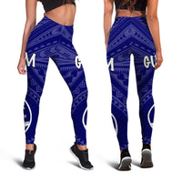 Guam Women's Legging - Guam Seal With Polynesian Tattoo Style (Blue) - Polynesian Pride