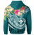 Polynesian Hawaii Kanaka Maoli Hoodie Summer Plumeria Unisex Blue - Polynesian Pride