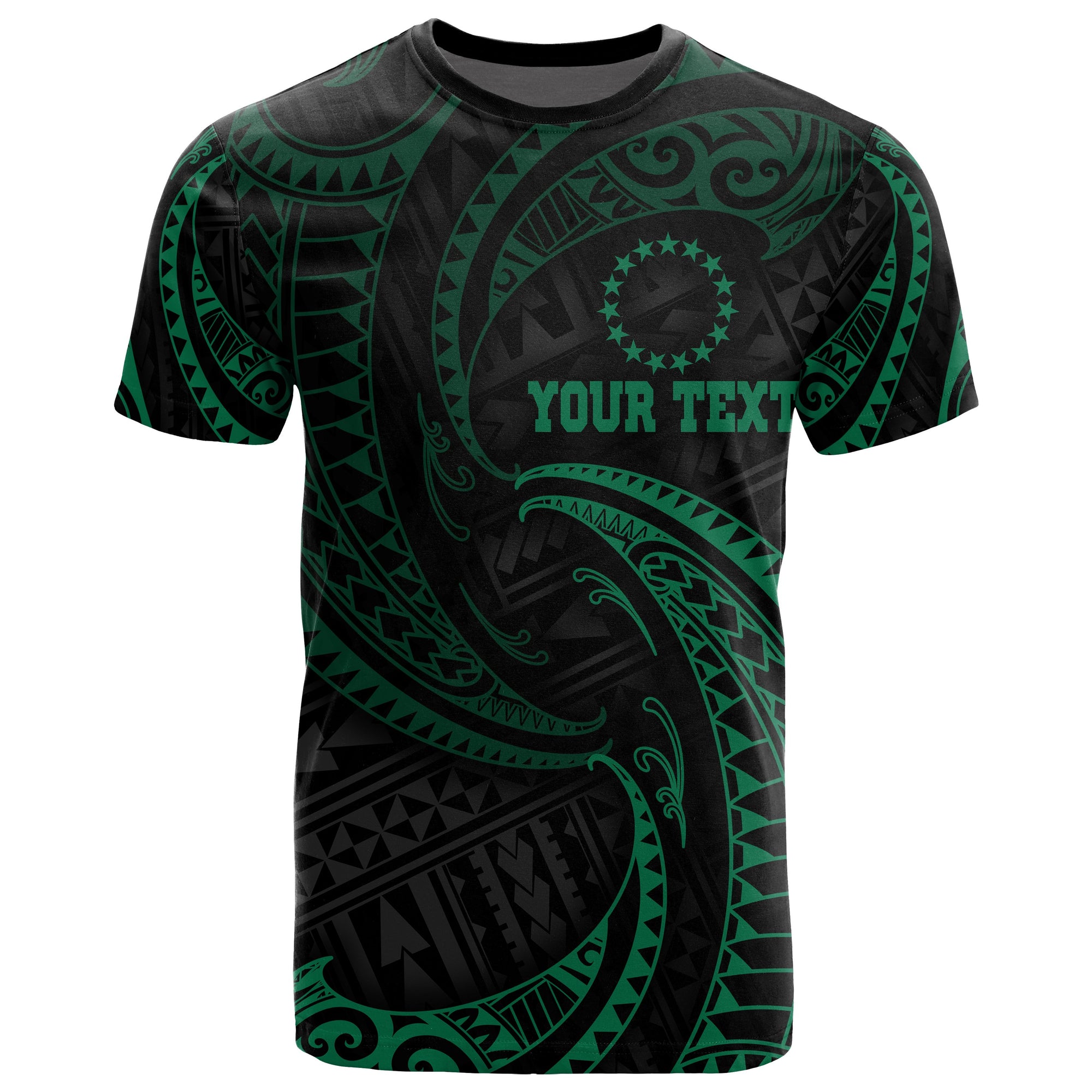 Cook Islands Polynesian Custom T Shirt Green Tribal Wave Unisex Green - Polynesian Pride