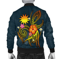 Nauru Polynesian Men's Bomber Jacket - Legend of Nauru (Blue) - Polynesian Pride