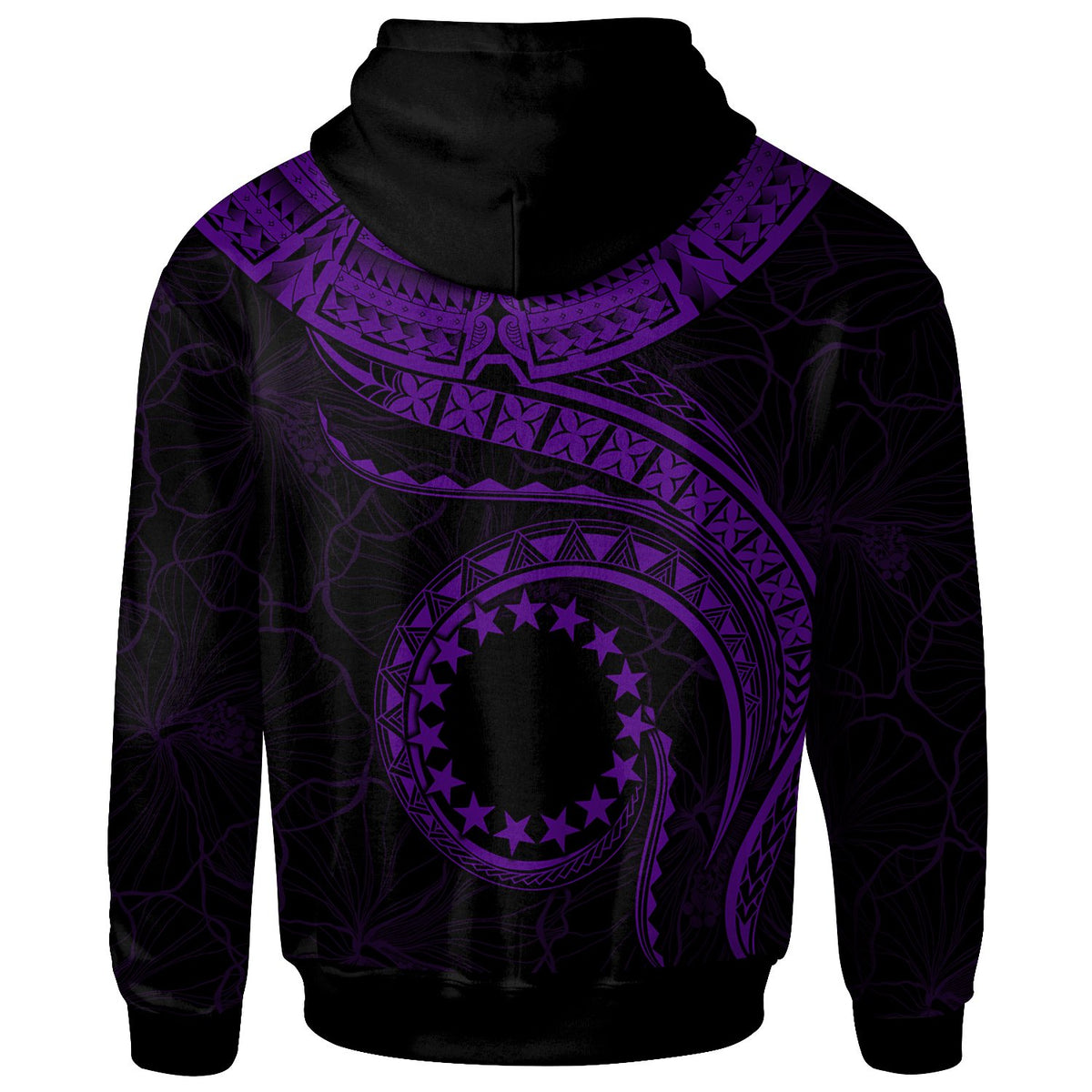 Cook Islands Polynesian Custom Zip up Hoodie Waves (Purple) - Polynesian Pride