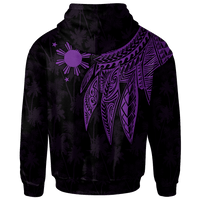 The Philippines Custom Zip up Hoodie Polynesian Wings (Purple) - Polynesian Pride