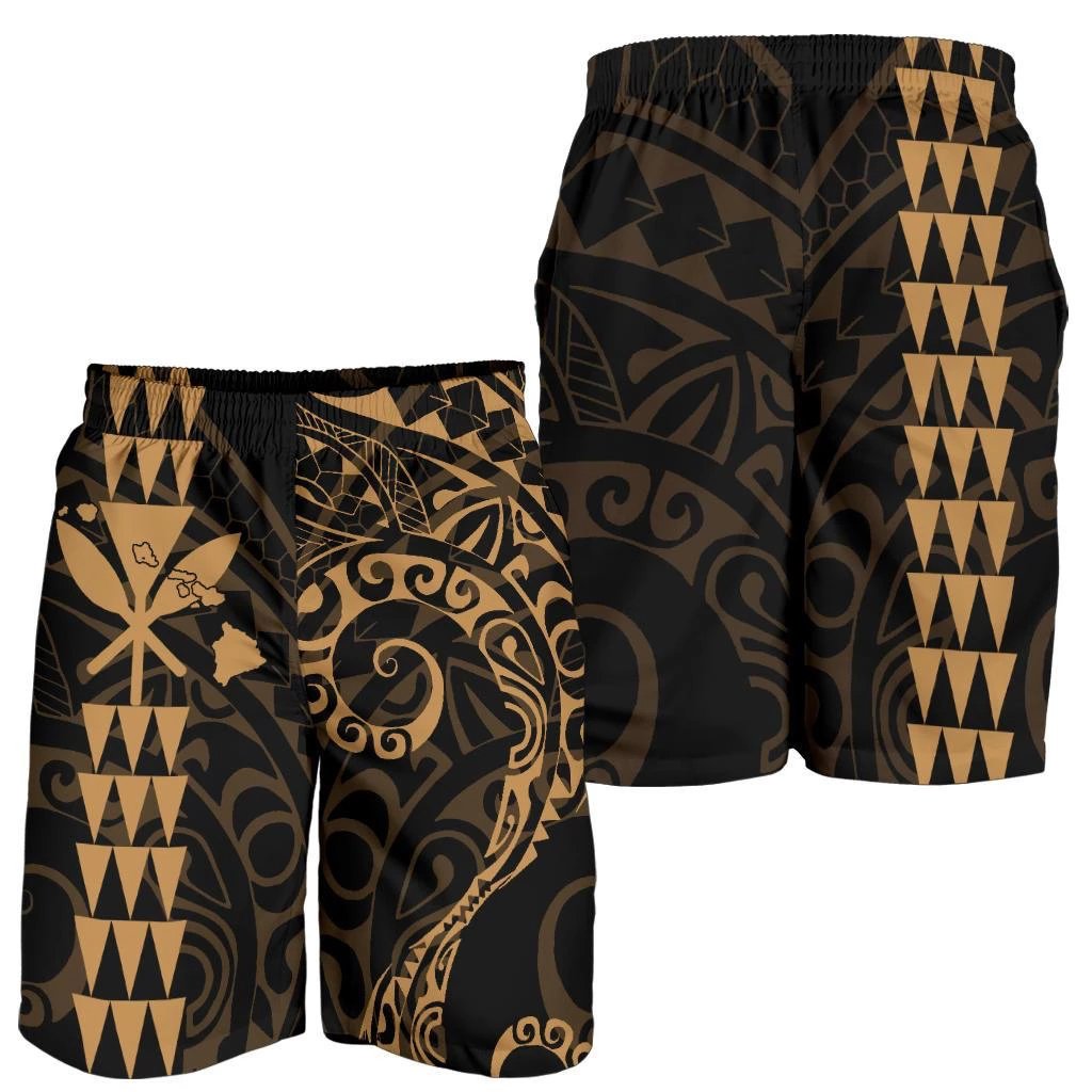 Kanaka Hawaii Map Gold Polynesian Men's Short Men's Shorts Gold - Polynesian Pride