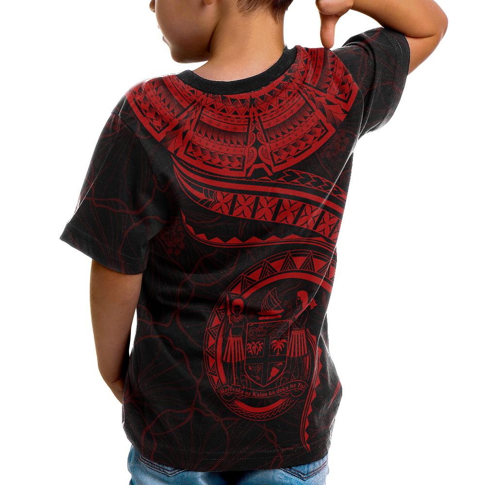 Fiji Polynesian Custom T Shirt Fijian Waves (Red) - Polynesian Pride