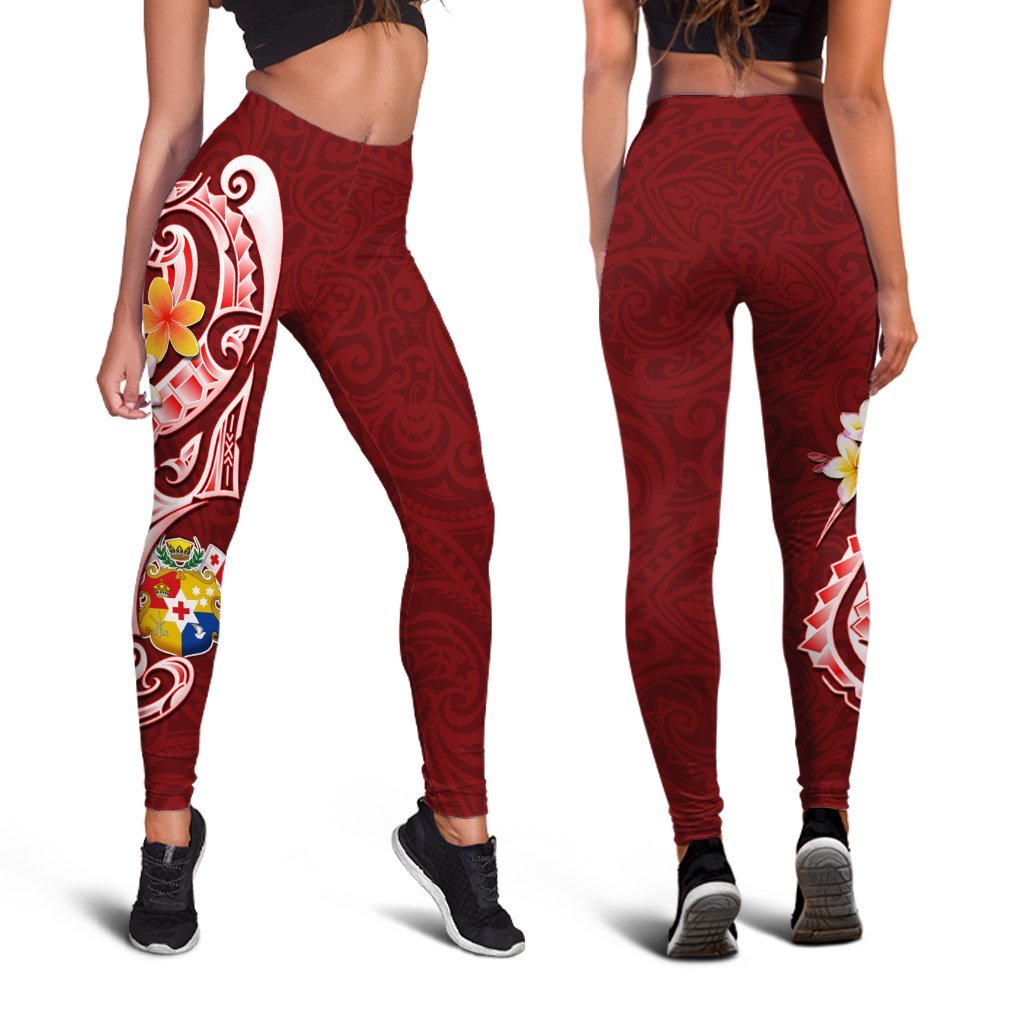 Tonga Women's Legging - Tonga Coat Of Arms With Polynesian Patterns - Polynesian Pride