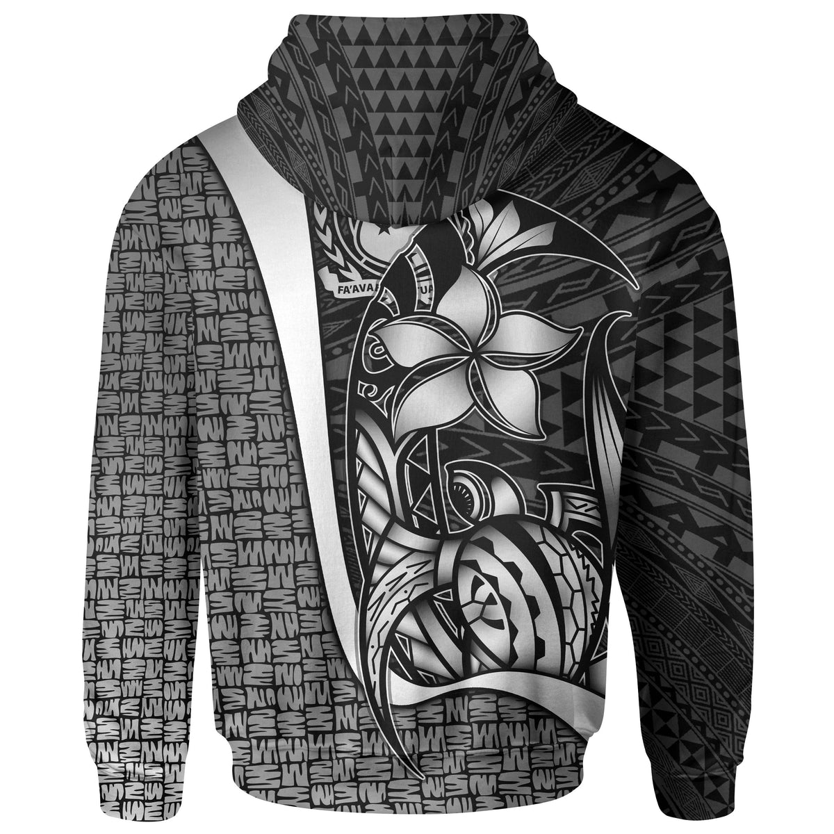 Samoa Polynesian Zip up Hoodie White Turtle with Hook - Polynesian Pride