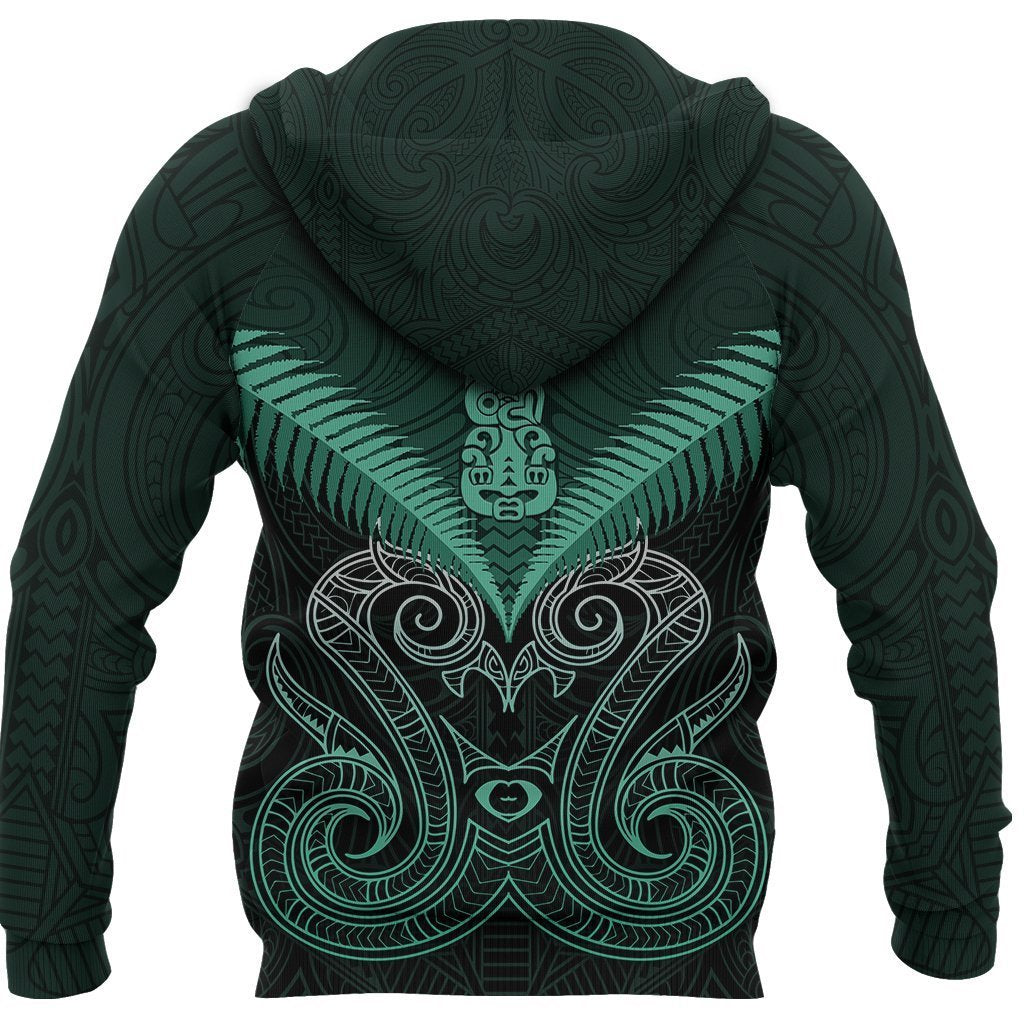 Maori Manaia New Zealand Zip up Hoodie Turquoise - Polynesian Pride