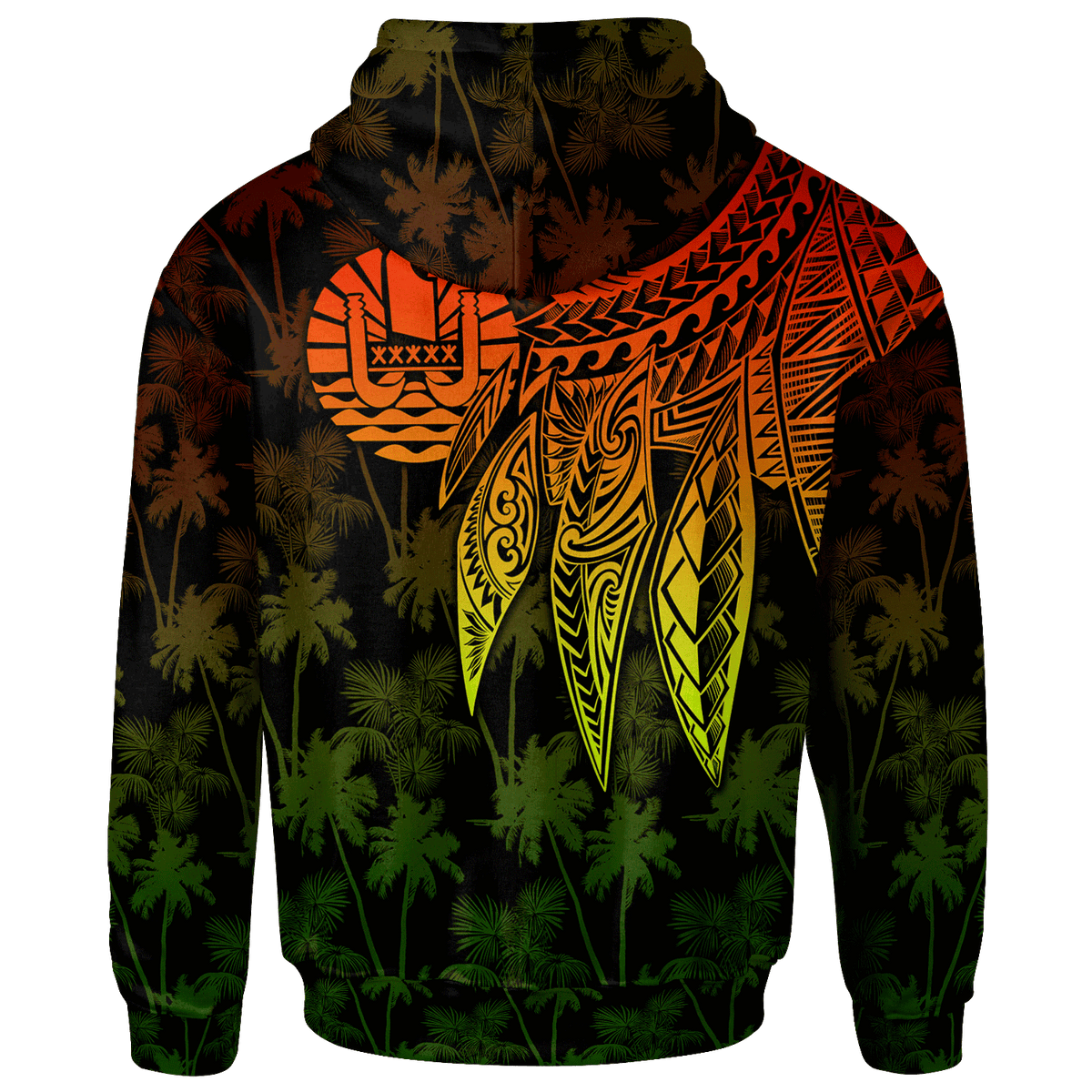 Tahiti Custom Hoodie Polynesian Wings (Reggae) - Polynesian Pride
