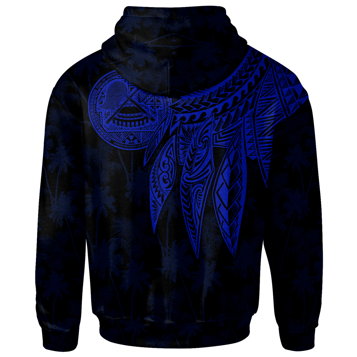 American Samoa Custom Hoodie Polynesian Wings (Blue) - Polynesian Pride