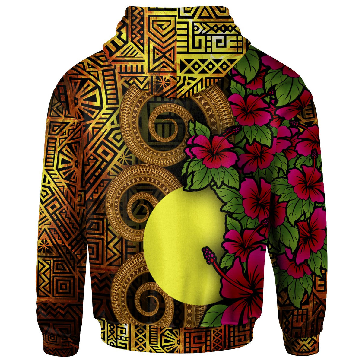Palau Polynesian Zip up Hoodie Hibiscus Vintage - Polynesian Pride