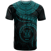 Niue Polynesian Custom T Shirt Niue Waves (Turquoise) - Polynesian Pride