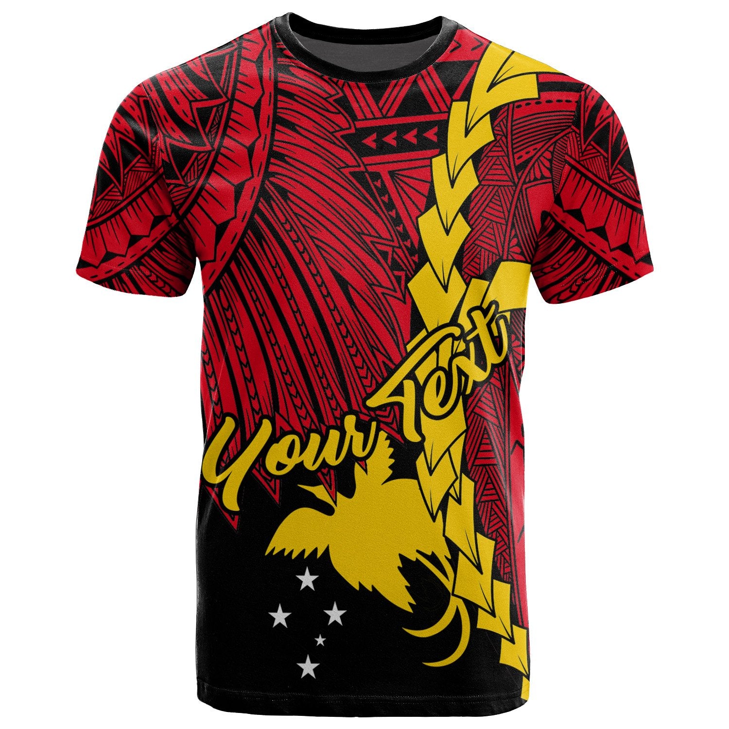 Papua New Guinea Polynesian Custom T Shirt Tribal Wave Tattoo Flag Color Unisex Yellow - Polynesian Pride