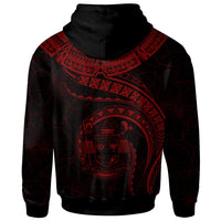 Papua New Guinea Polynesian Zip up Hoodie Papua New Guinea Waves (Red) - Polynesian Pride