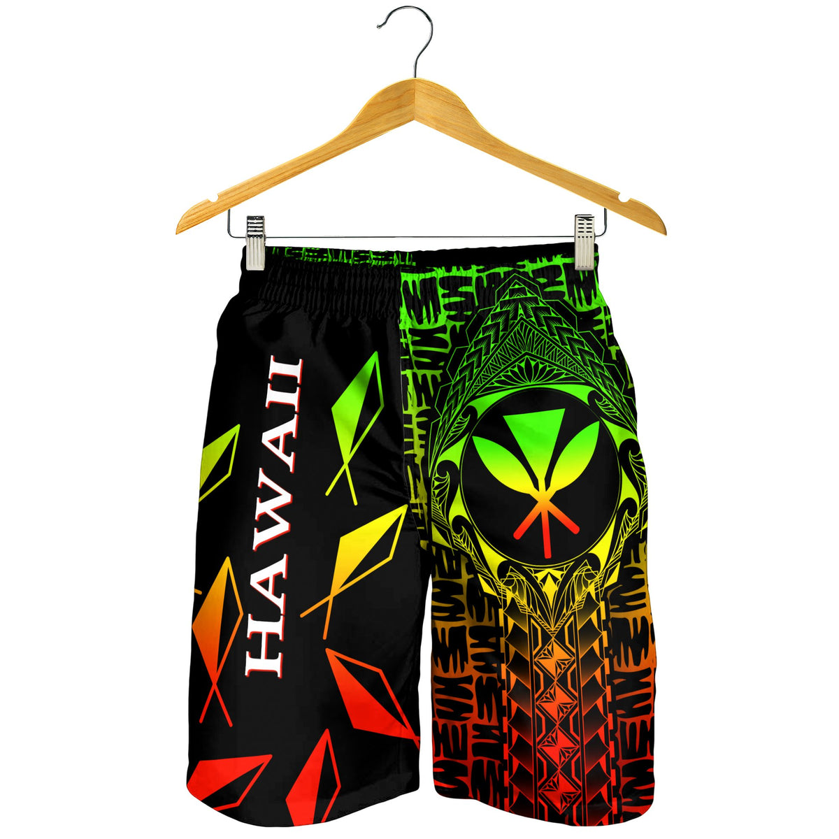 Hawaii Men Shorts - Kanaka Maoli Rocket Style(Reggae) - Polynesian Pride