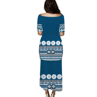 Fiji Bula Dress Tapa Blue Puletasi Dress LT14 - Polynesian Pride