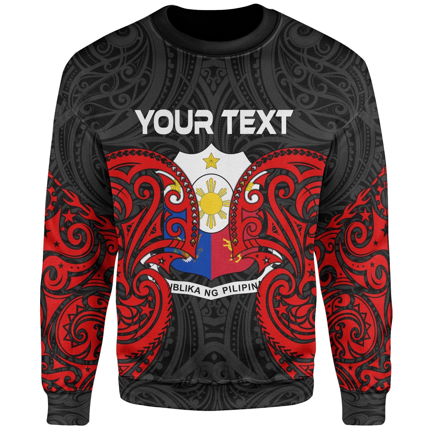 Philippines Polynesian Custom Personalised Sweater - Spirit Style Unisex Black - Polynesian Pride