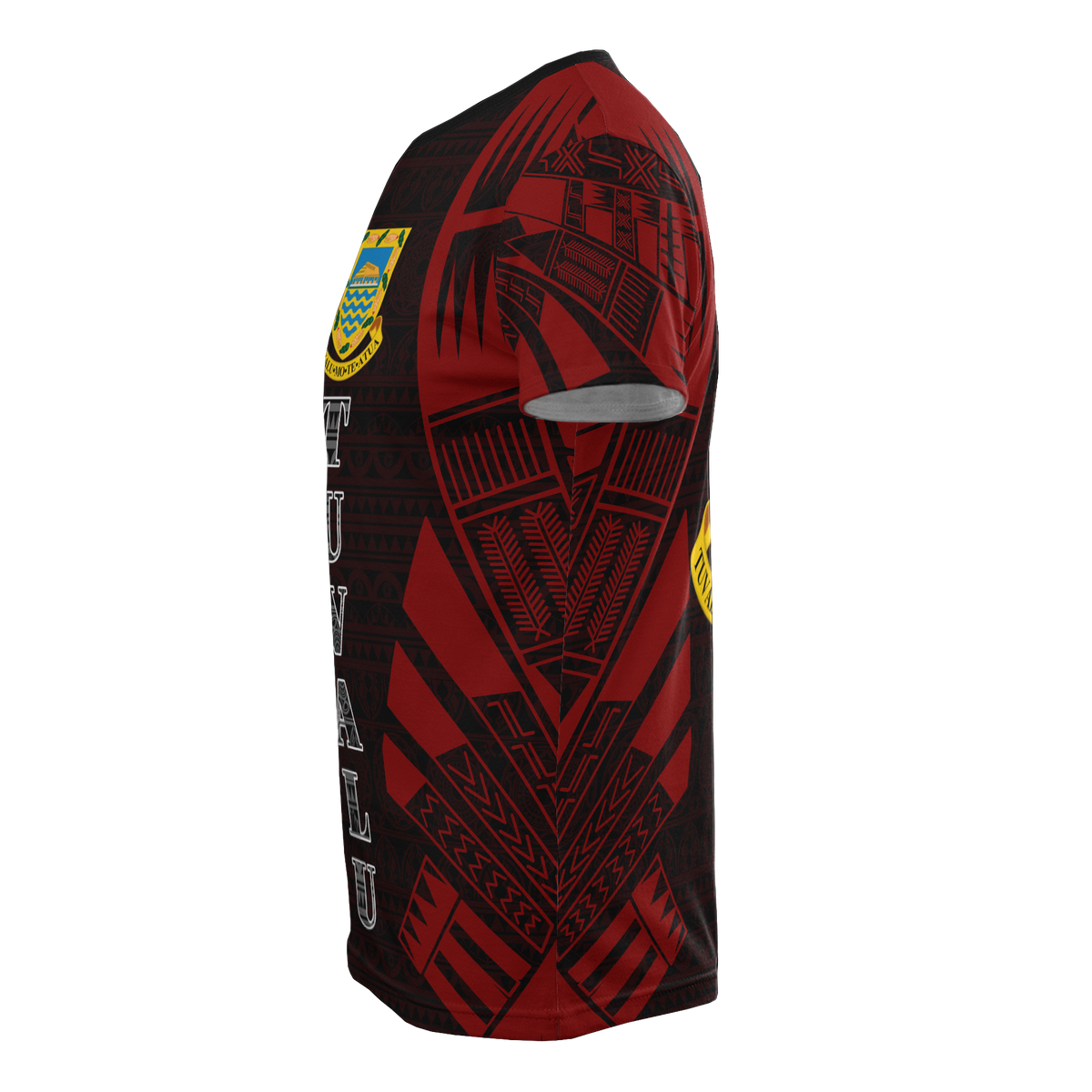 Tuvalu T Shirt Tuvaluan Coat of Arms Polynesian Tattoo Red Style - Polynesian Pride