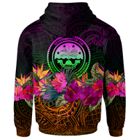 Federated States of Micronesia Custom Zip up Hoodie Summer Hibiscus - Polynesian Pride