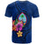 Guam Polynesian T Shirt Floral With Seal Blue - Polynesian Pride