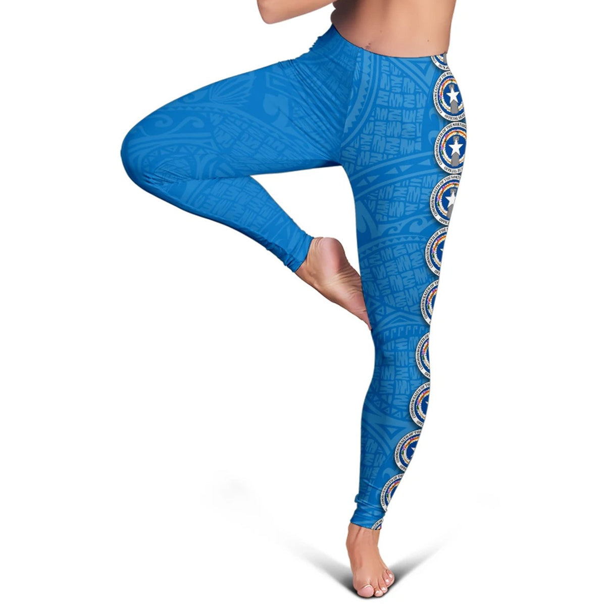 Northern Mariana Islands Polynesian Legging - Coat Of Arm Linked Style - Polynesian Pride