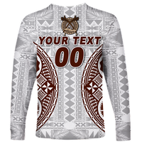 (Custom Personalised) Fiji Kaiviti Tapa Pattern Long Sleeve Shirt - LT12 - Polynesian Pride