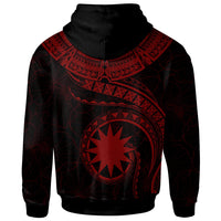Nauru Polynesian Custom Hoodie Nauru Waves (Red) - Polynesian Pride