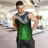 New Zealand Maori Men Tank Top - Manaia Paua Shell Glitter Green LT4 - Polynesian Pride