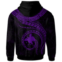 Papua New Guinea Polynesian Custom Hoodie Papua New Guinea Waves (Purple) - Polynesian Pride
