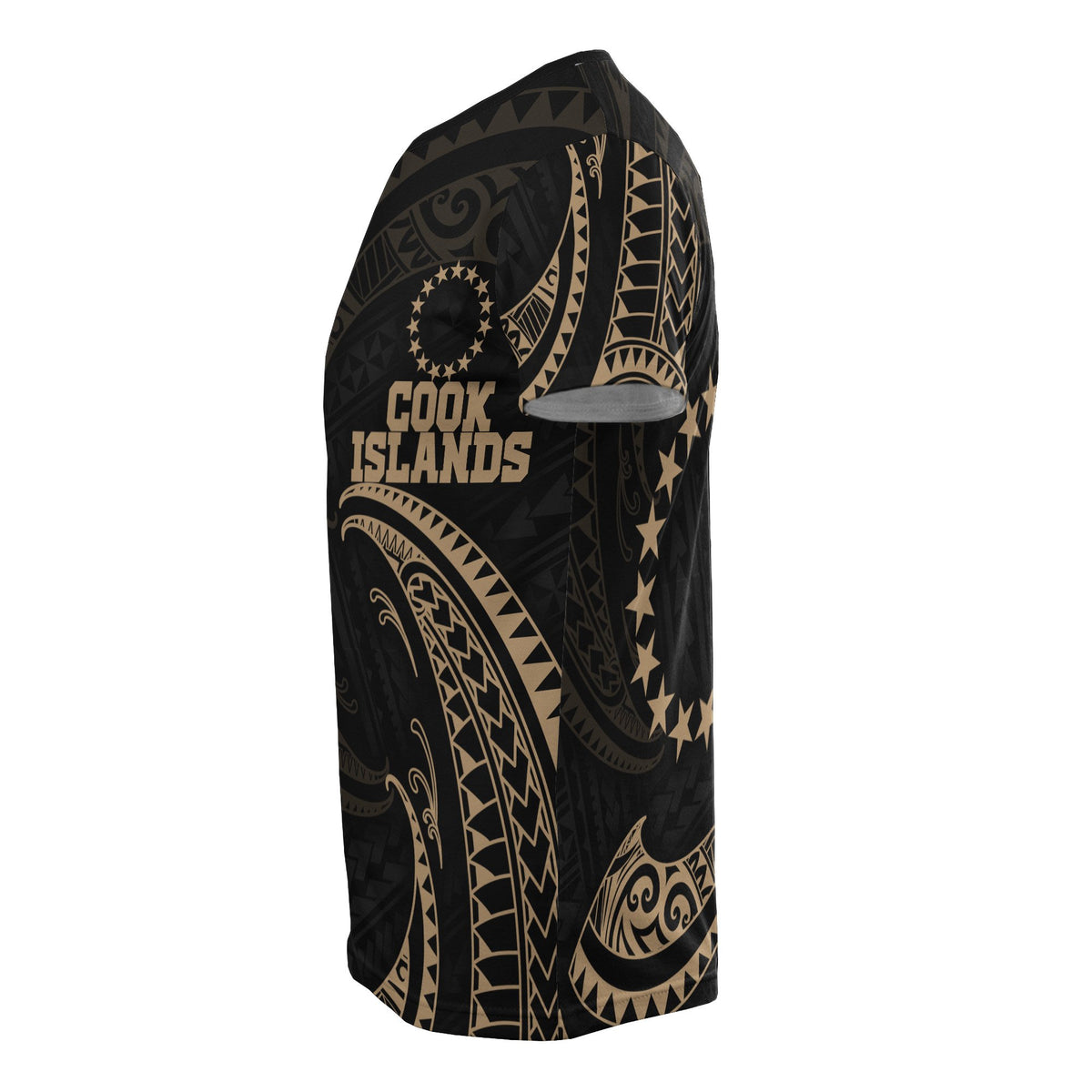 Cook Islands Polynesian T Shirt Gold Tribal Wave - Polynesian Pride