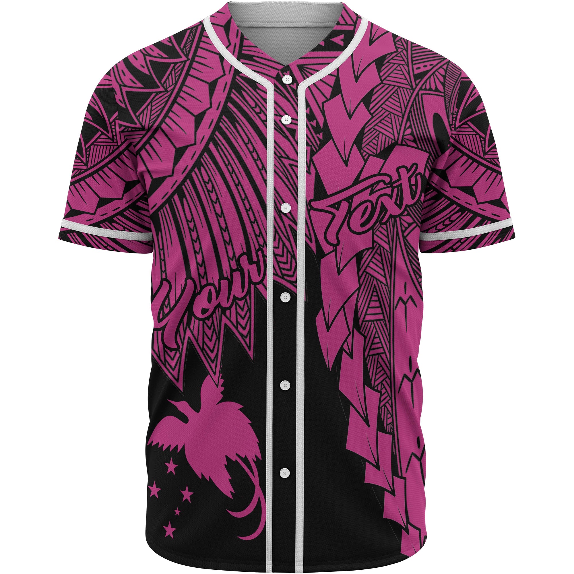 Papua New Guinea Polynesian Custom Personalised Baseball Shirt - Tribal Wave Tattoo Pink Unisex Pink - Polynesian Pride