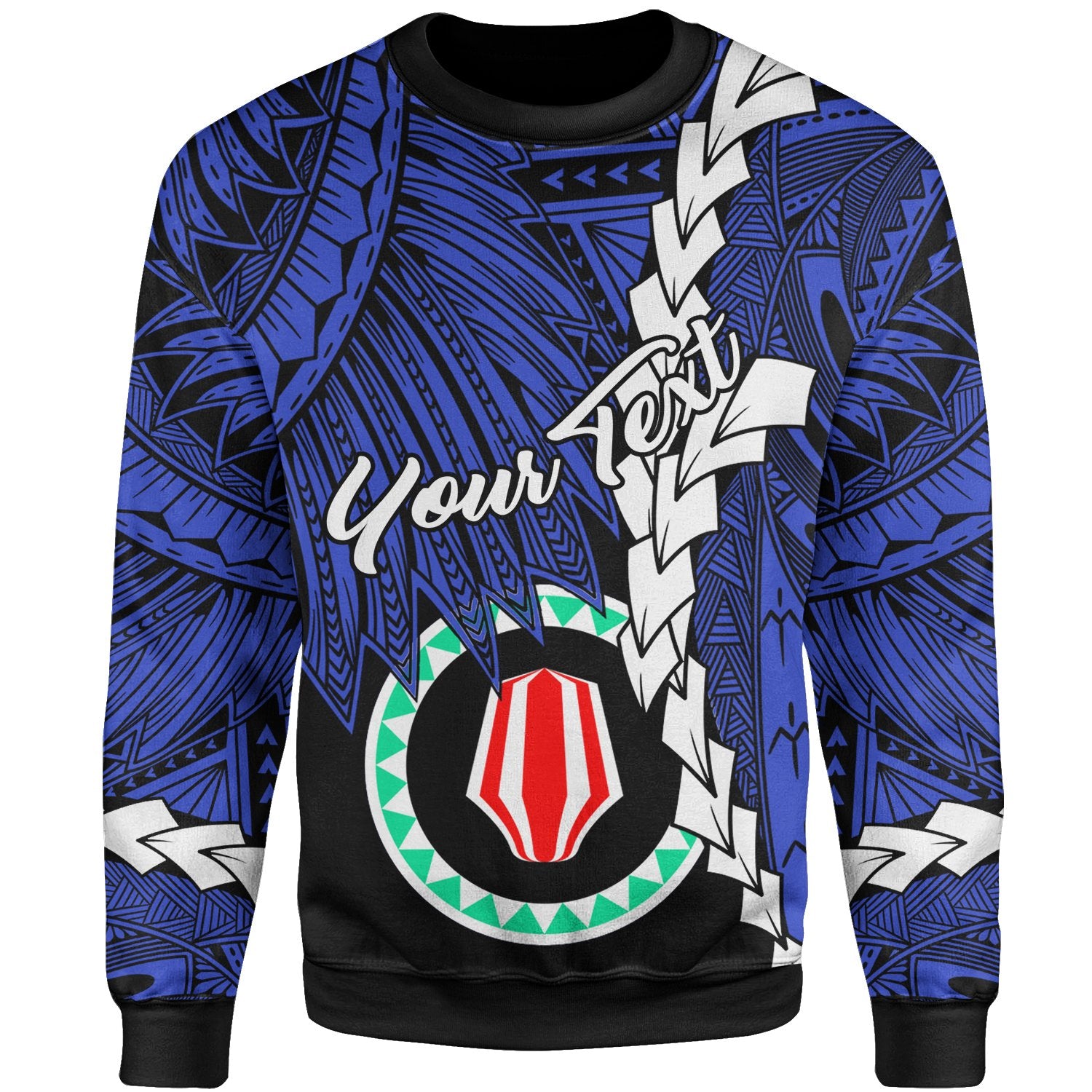 Papua New Guinea Autonomous Region of Bougainville Province Polynesian Custom Personalised Sweater - Tribal Wave Tattoo Unisex Blue - Polynesian Pride