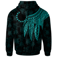 Cook Islands Zip up Hoodie Polynesian Wings (Turquoise) - Polynesian Pride