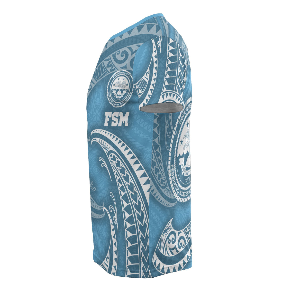 Federated States of Micronesia All Over T Shirt Blue Tribal Wave - Polynesian Pride