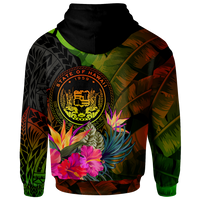 Polynesian Hawaii Polynesian Hoodie Hibiscus and Banana Leaves - Polynesian Pride