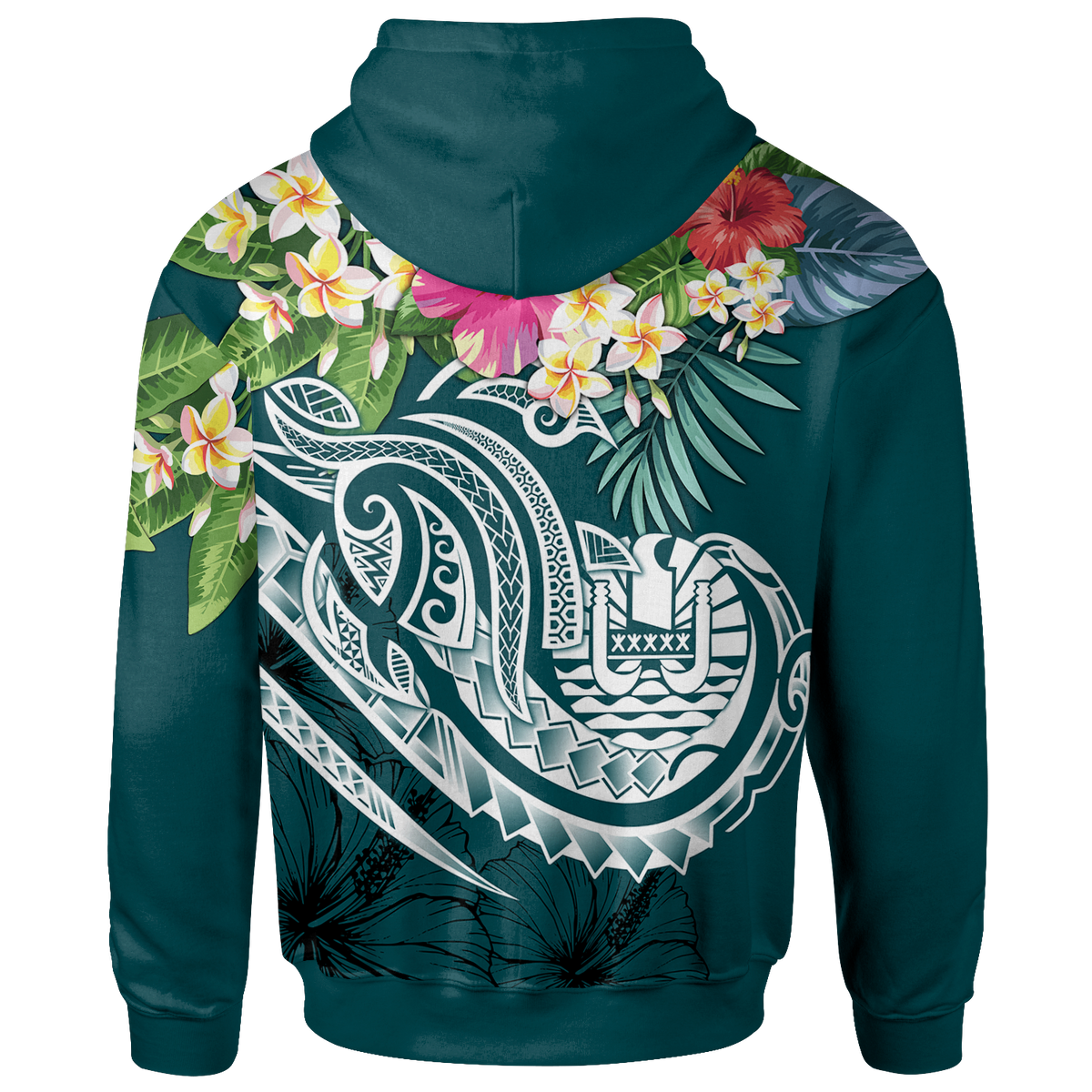 Tahiti Polynesian Hoodie Summer Plumeria (Turquoise) - Polynesian Pride