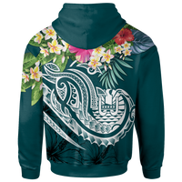 Tahiti Polynesian Hoodie Summer Plumeria (Turquoise) - Polynesian Pride