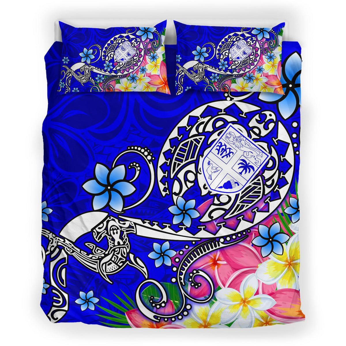 Fiji Bedding Set - Turtle Plumeria (Blue) - Polynesian Pride