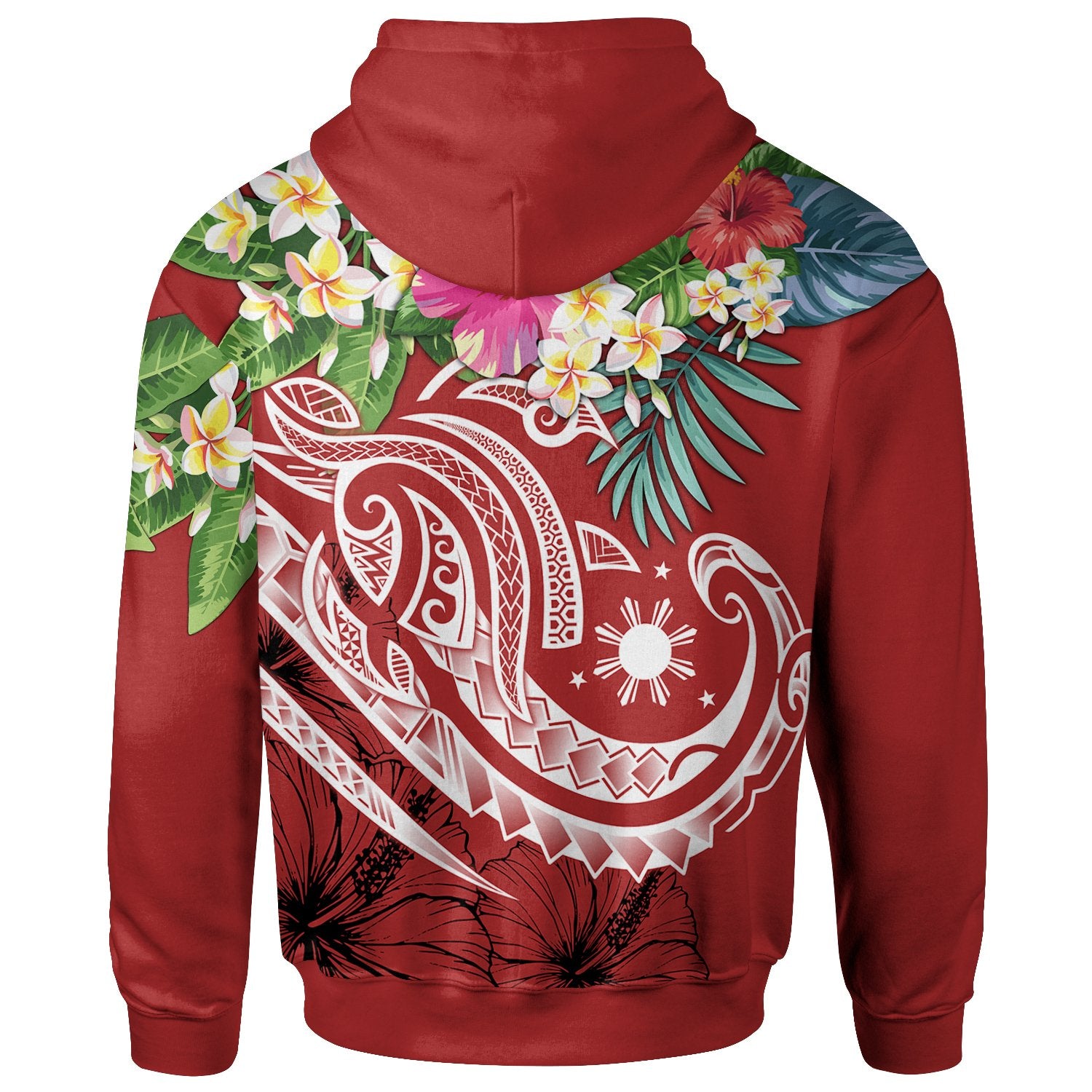 The Philippines Hoodie Summer Plumeria (Red) Unisex Red - Polynesian Pride