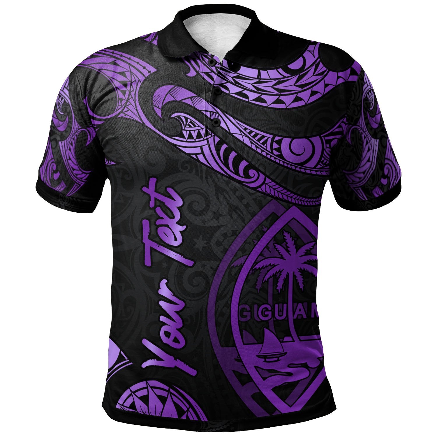 Guam Custom Polo Shirt Polynesian Tattoo Purple Version Unisex Purple - Polynesian Pride
