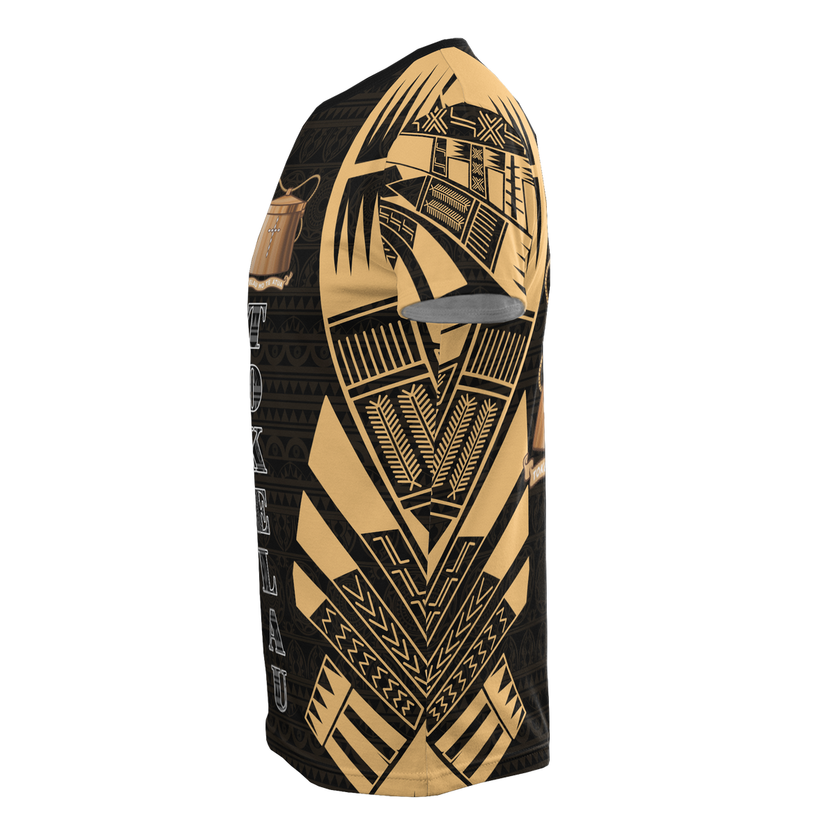 Tokelau T Shirt Tokelauan Coat of Arms Polynesian Tattoo Gold Style - Polynesian Pride