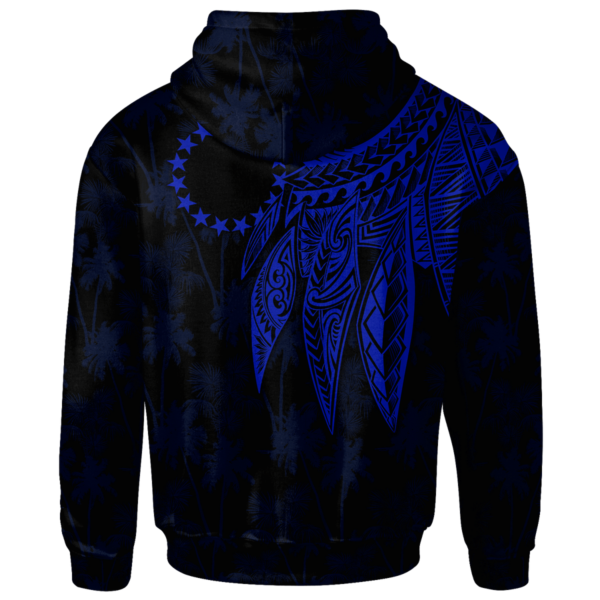 Cook Islands Custom Zip up Hoodie Polynesian Wings (Blue) - Polynesian Pride