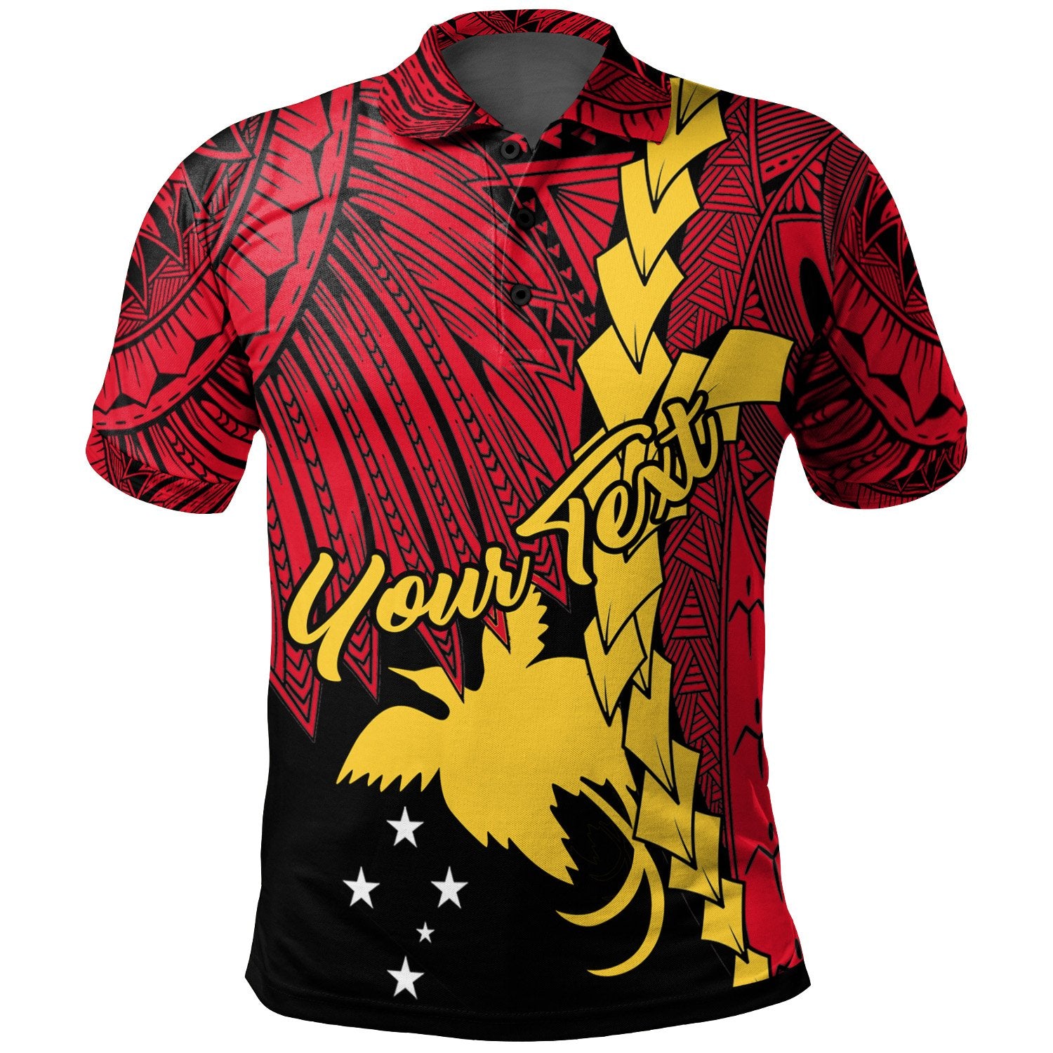 Papua New Guinea Polynesian Custom Polo Shirt Tribal Wave Tattoo Flag Color Unisex Red - Polynesian Pride