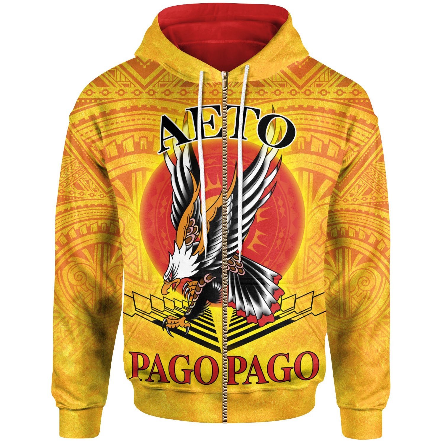 American Samoa Custom Zip up Hoodie Pago Pago Aeto (Ver 2) Unisex Yellow - Polynesian Pride