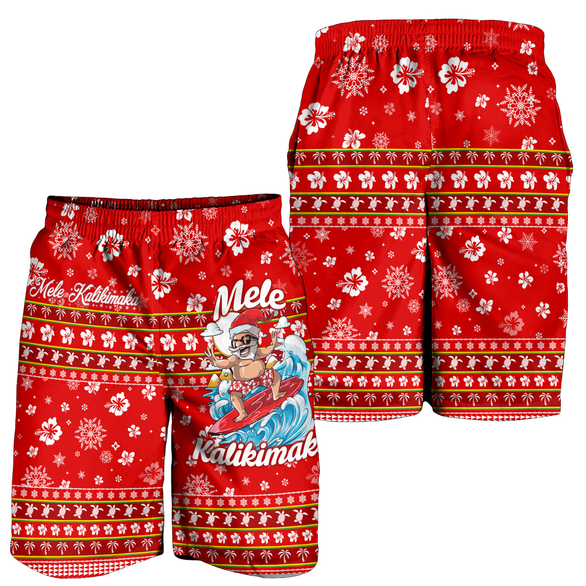Hawaii Christmas Santas Surf Mele Kalikimaka Men Short - LT2 - Polynesian Pride
